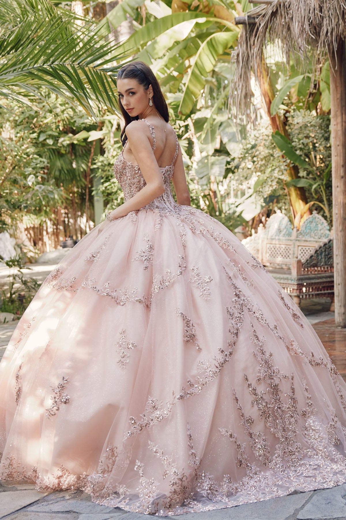 Embellished Lace Applique Tulle Ball Gown Quinceañera Princess JTJT1450J