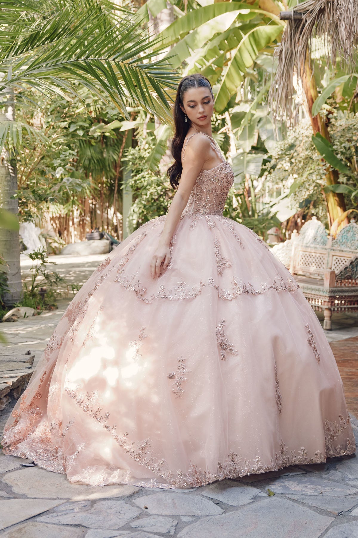 Embellished Lace Applique Tulle Ball Gown Quinceañera Princess JTJT1450J