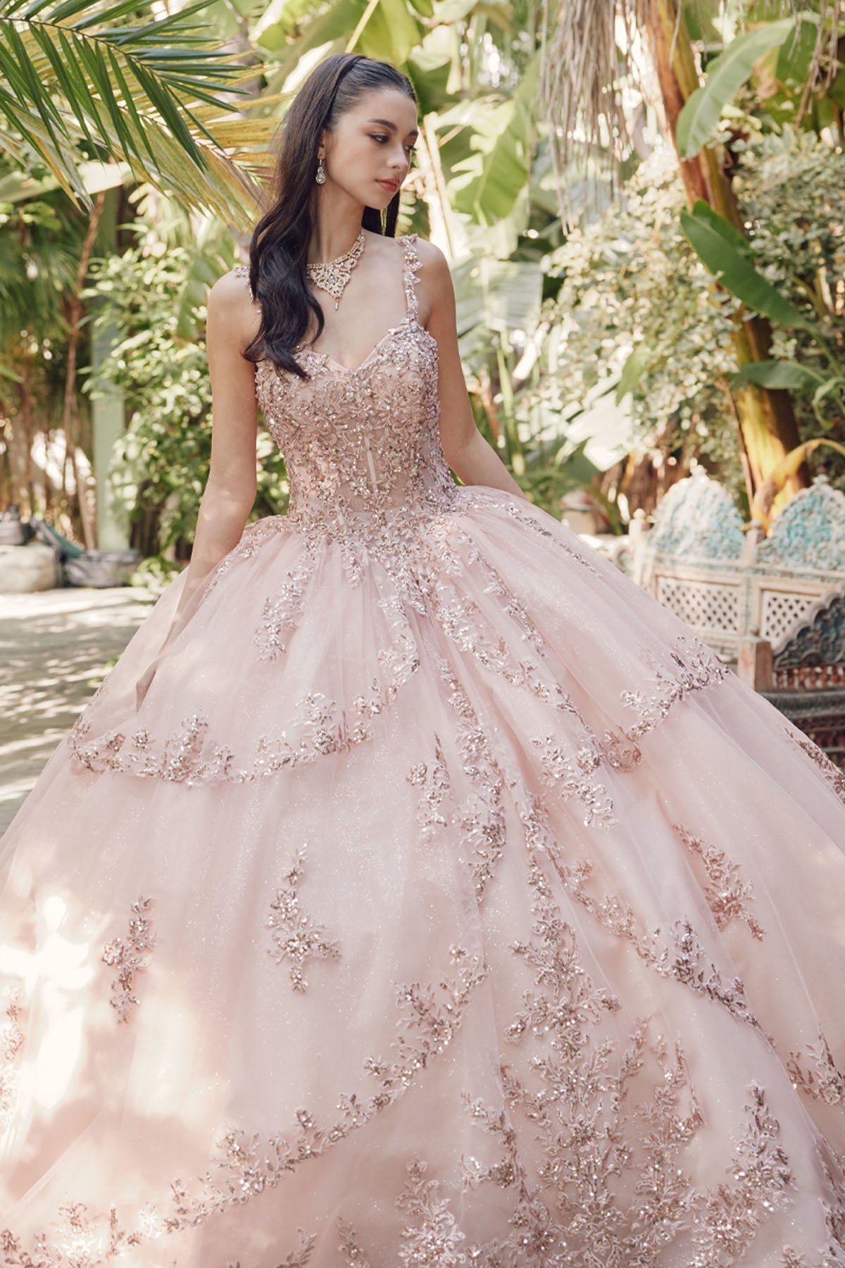 Embellished Lace Applique Tulle Ball Gown Quinceañera Princess JTJT1450J