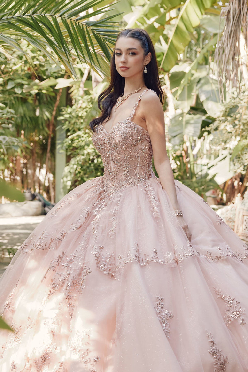 Embellished Lace Applique Tulle Ball Gown Quinceañera Princess JTJT1450J