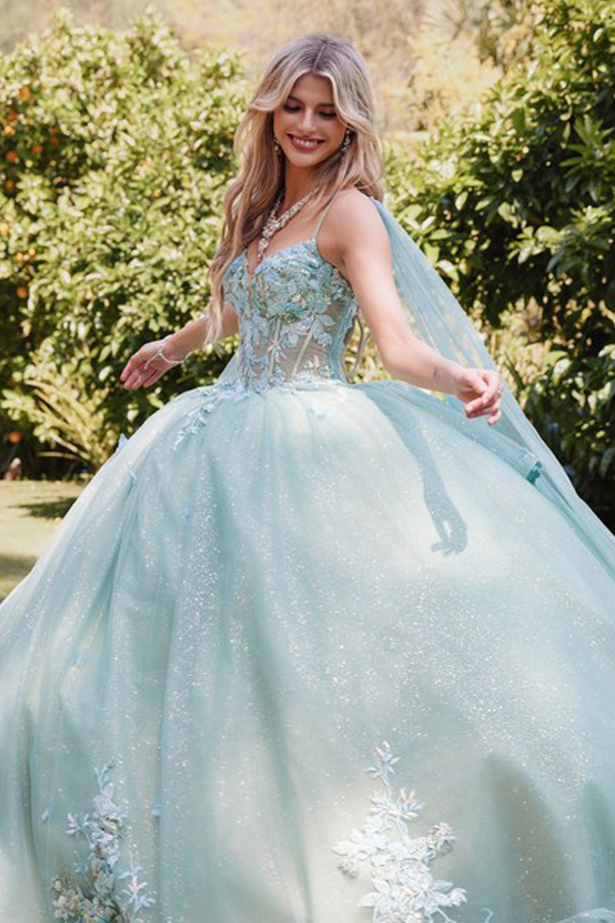 Embellished Lace Applique Tulle Ball Gown Quinceañera Princess JTJT1466H