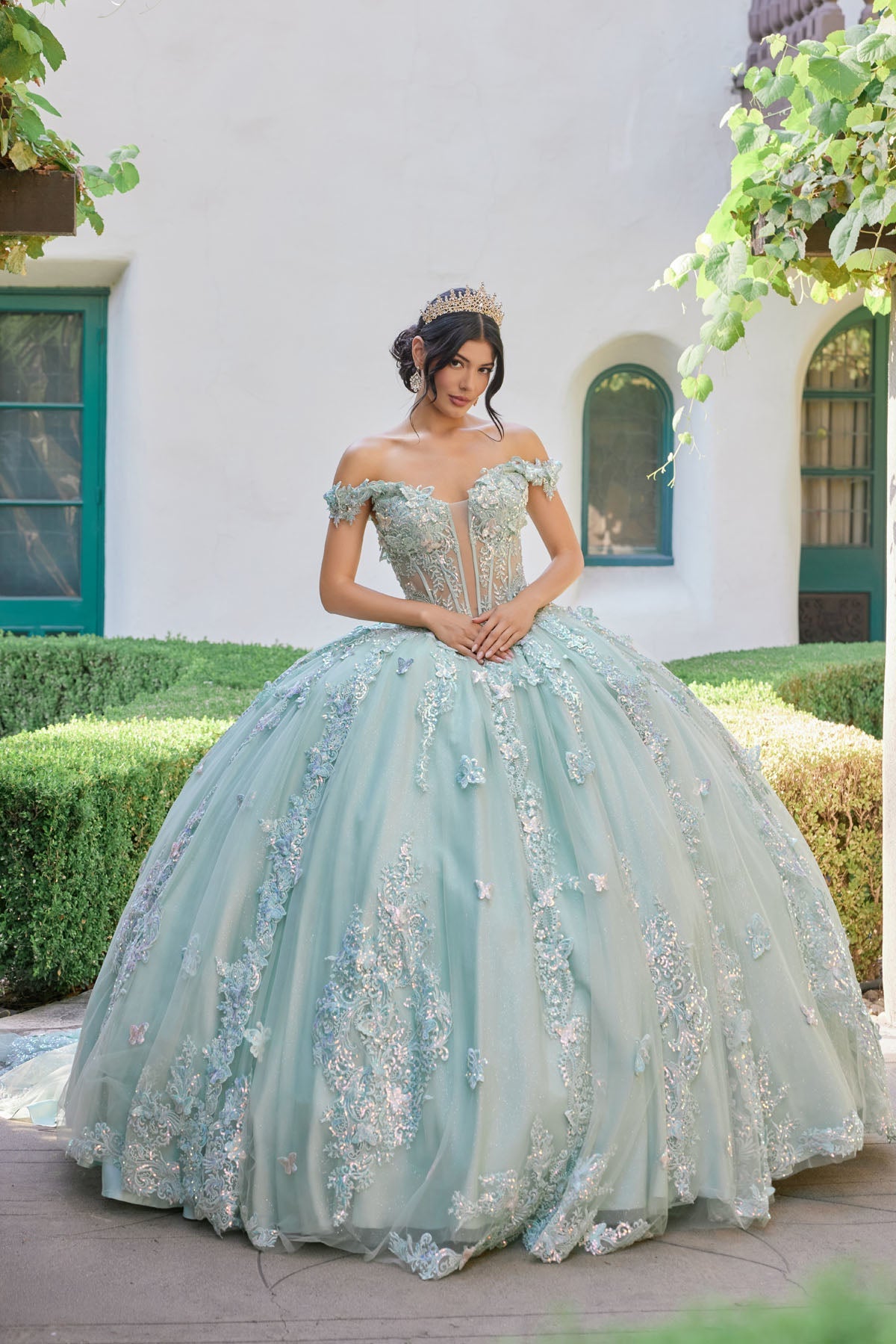 Embellished Lace Applique Tulle Ball Gown Quinceañera Princess JTJT1485J