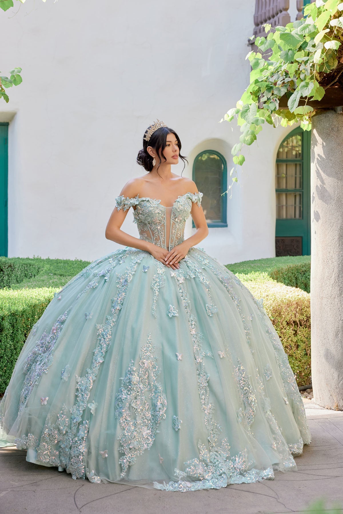 Embellished Lace Applique Tulle Ball Gown Quinceañera Princess JTJT1485J
