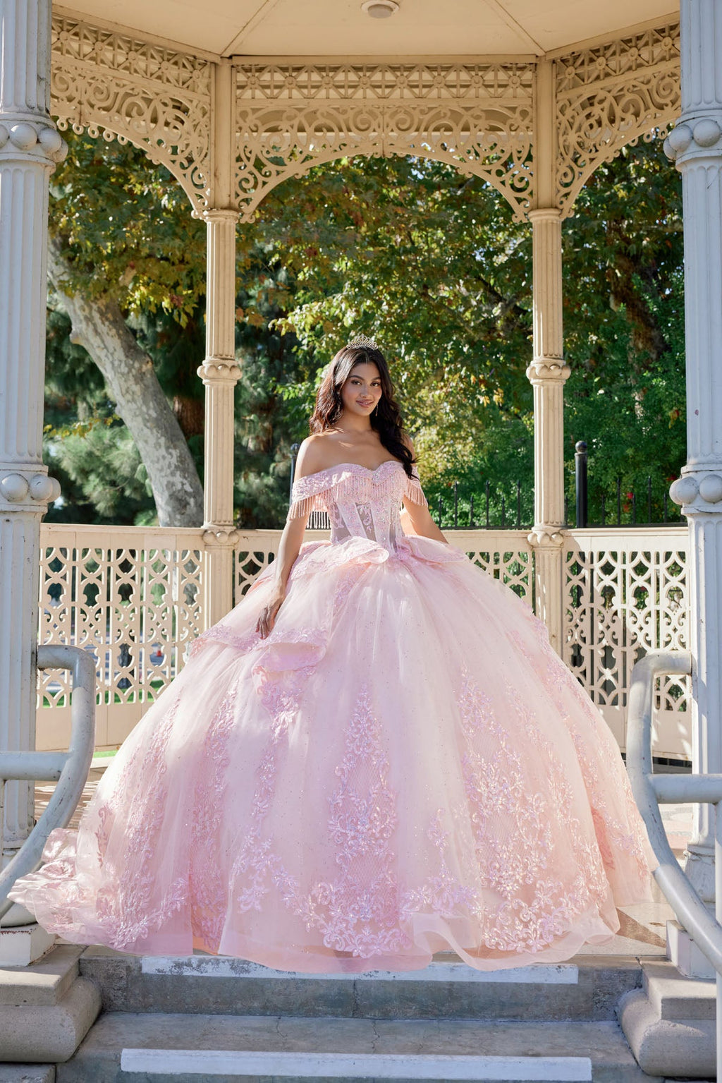 Strapless Ball Gown with Floral Lace Appliqué Quinceañera JTJT1503J