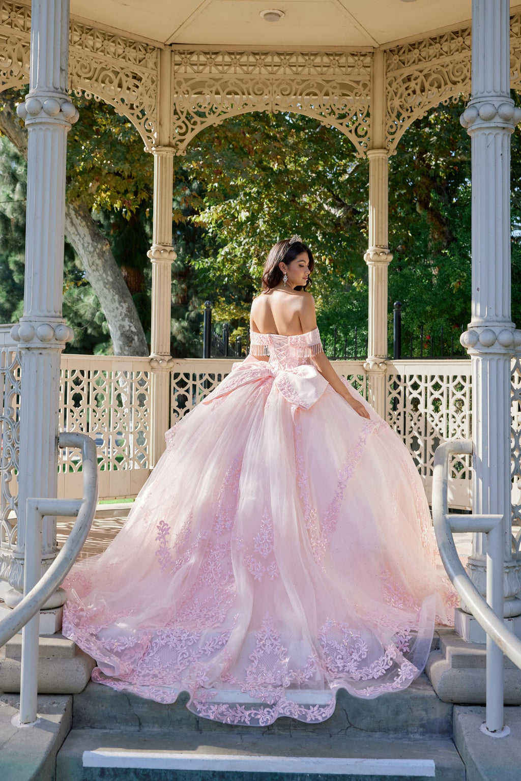 Strapless Ball Gown with Floral Lace Appliqué Quinceañera JTJT1503J