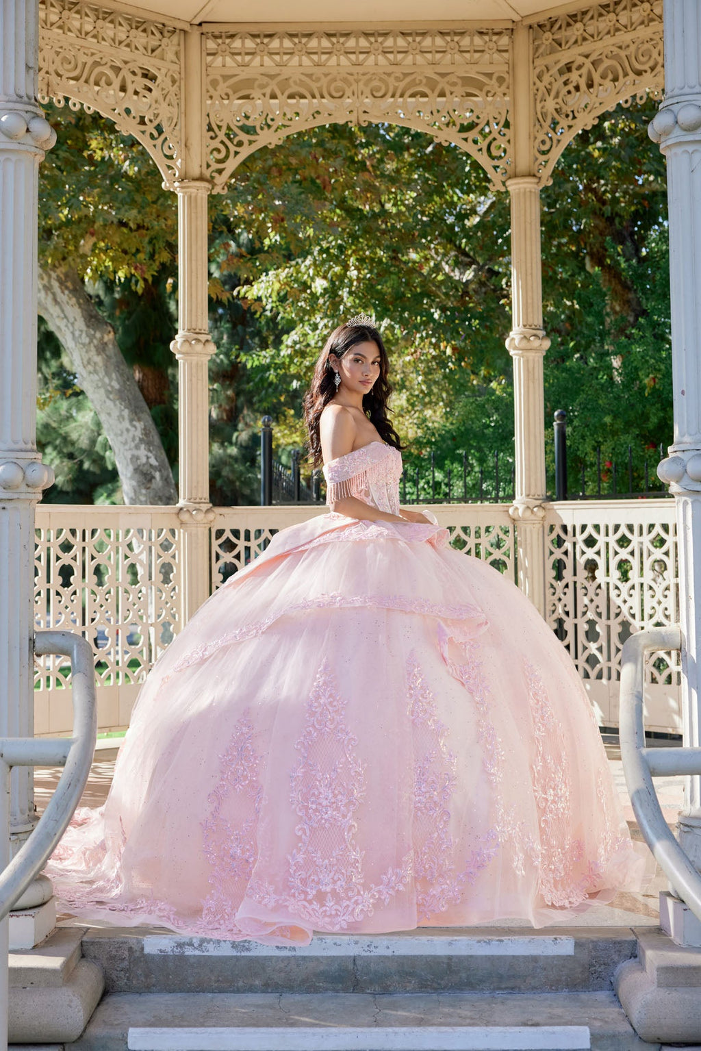 Strapless Ball Gown with Floral Lace Appliqué Quinceañera JTJT1503J