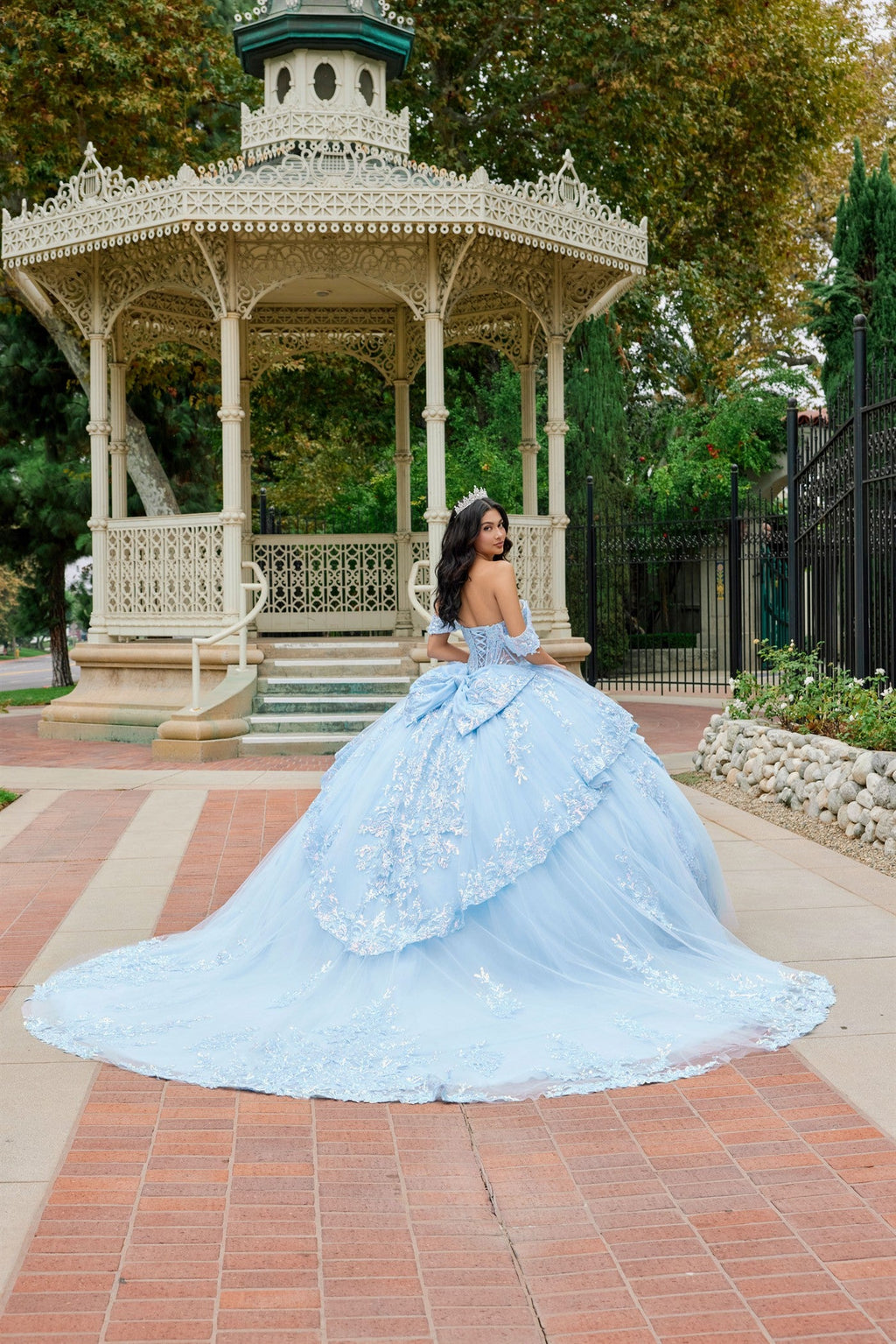 Floral Lace Ball Gown with Dramatic Train Quinceañera with JTJT1498J
