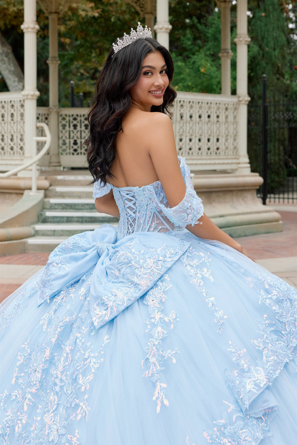 Floral Lace Ball Gown with Dramatic Train Quinceañera with JTJT1498J