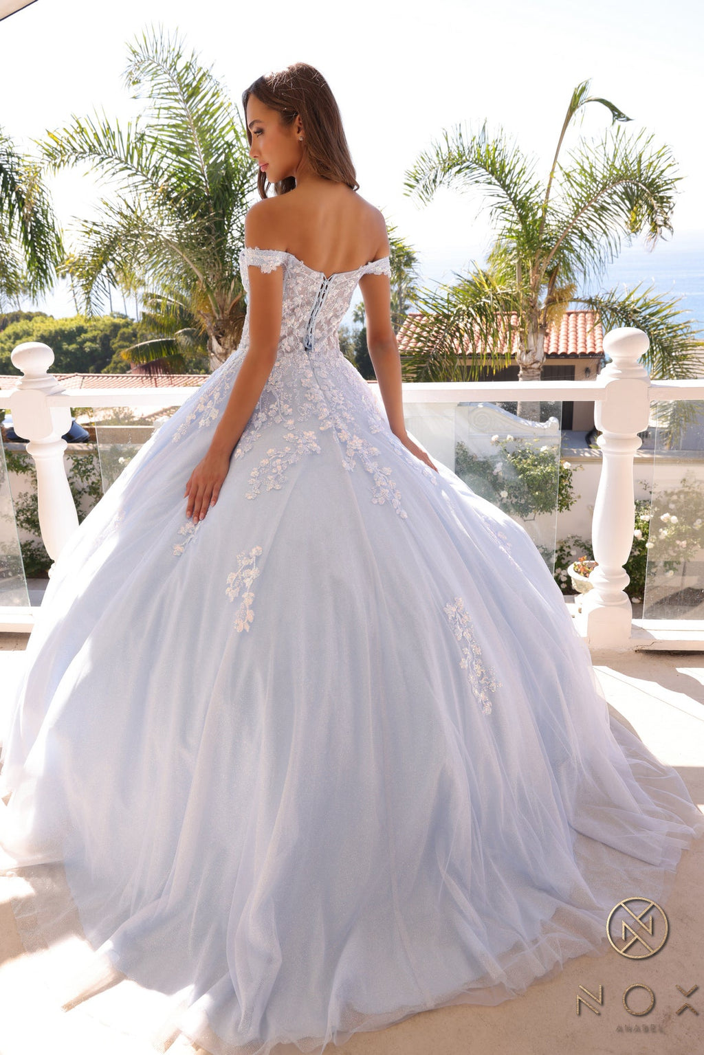 Embellished Lace Applique Tulle Ball Gown Quinceañera Princess NXH1352
