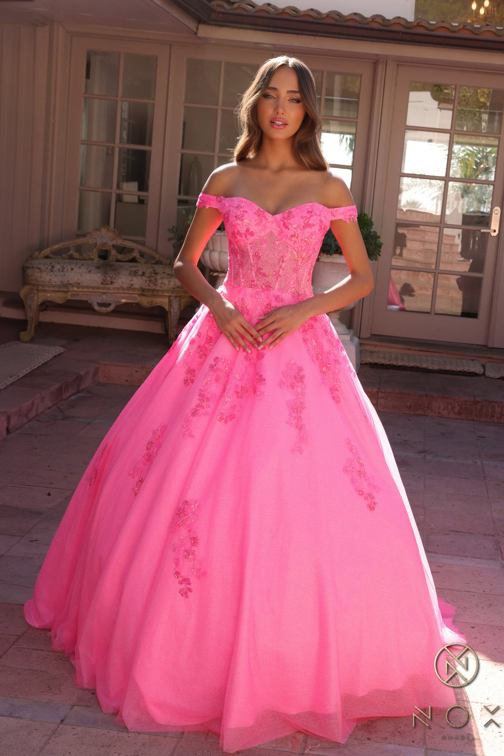 Embellished Lace Applique Tulle Ball Gown Quinceañera Princess NXH1352