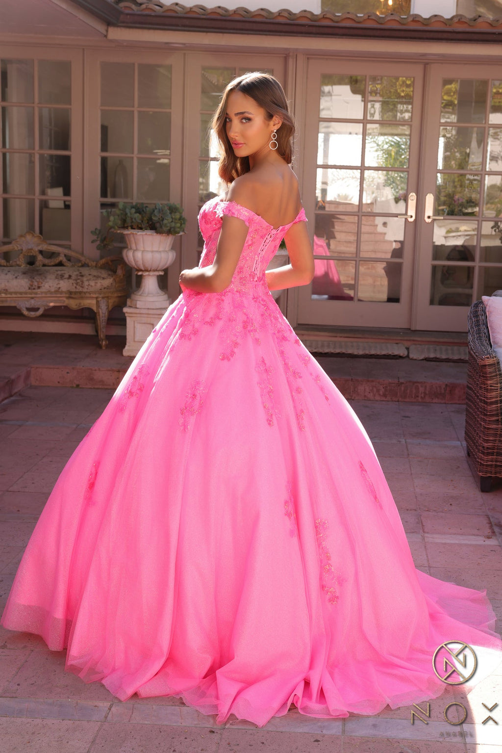 Embellished Lace Applique Tulle Ball Gown Quinceañera Princess NXH1352
