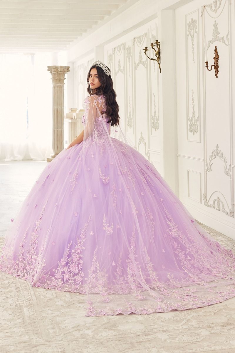 STRAPLESS QUINCEANERA BALL GOWN WITH REMOVABLE CAPLET CD15723