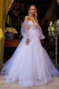 A-Line Silhouette Wedding Dress, Adorned with Sequins, Beads and Embroidery-0