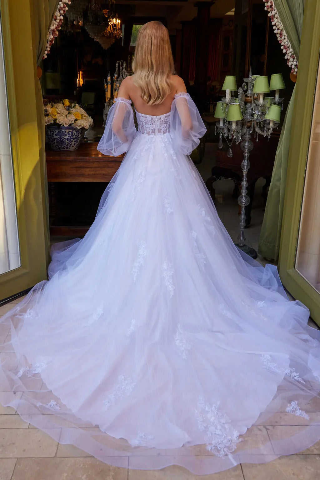 A-Line Silhouette Wedding Dress, Adorned with Sequins, Beads and Embroidery-1
