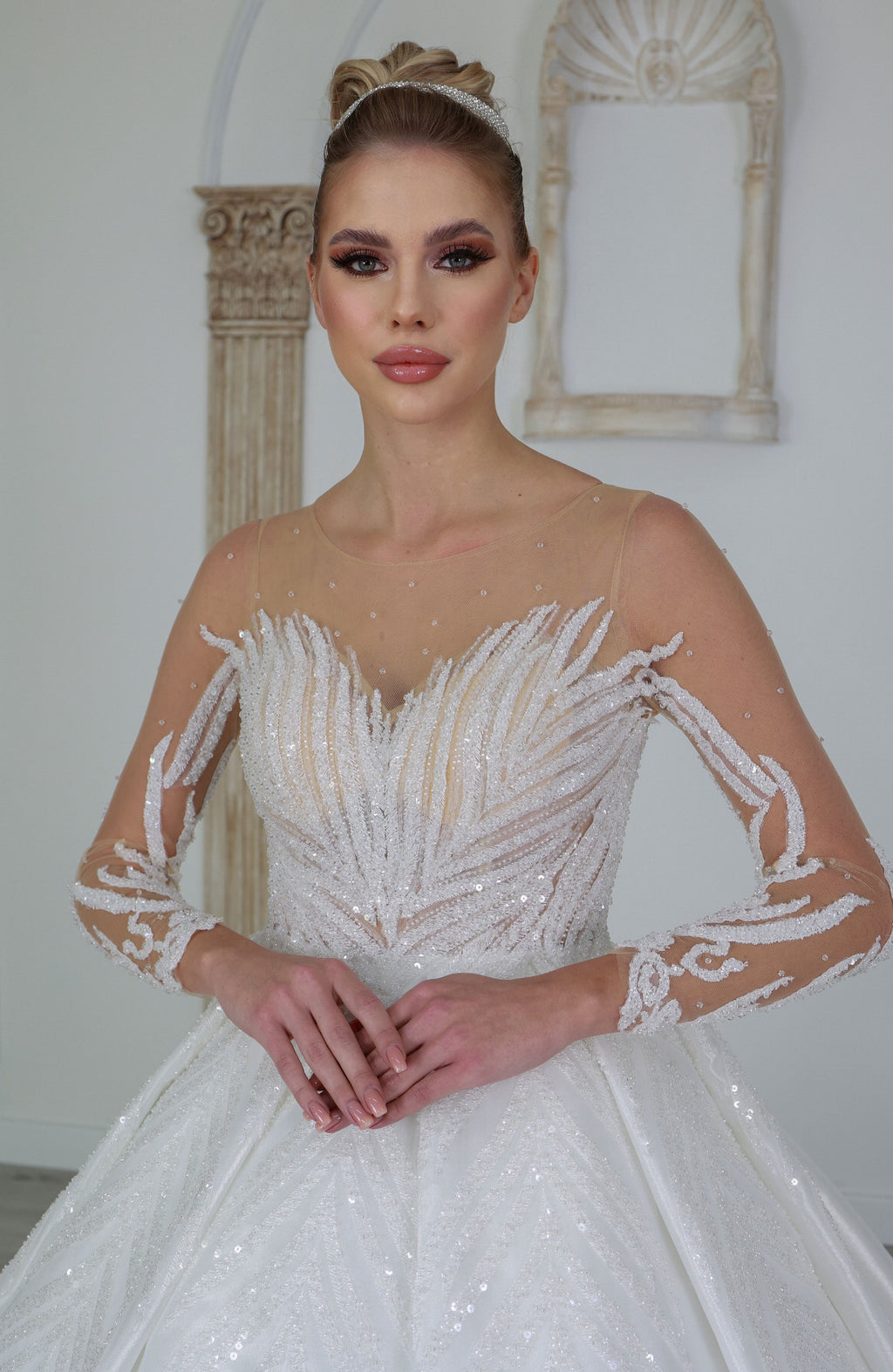 Yaprak a line wedding dress