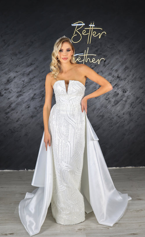 Alvin column wedding dress with skirt