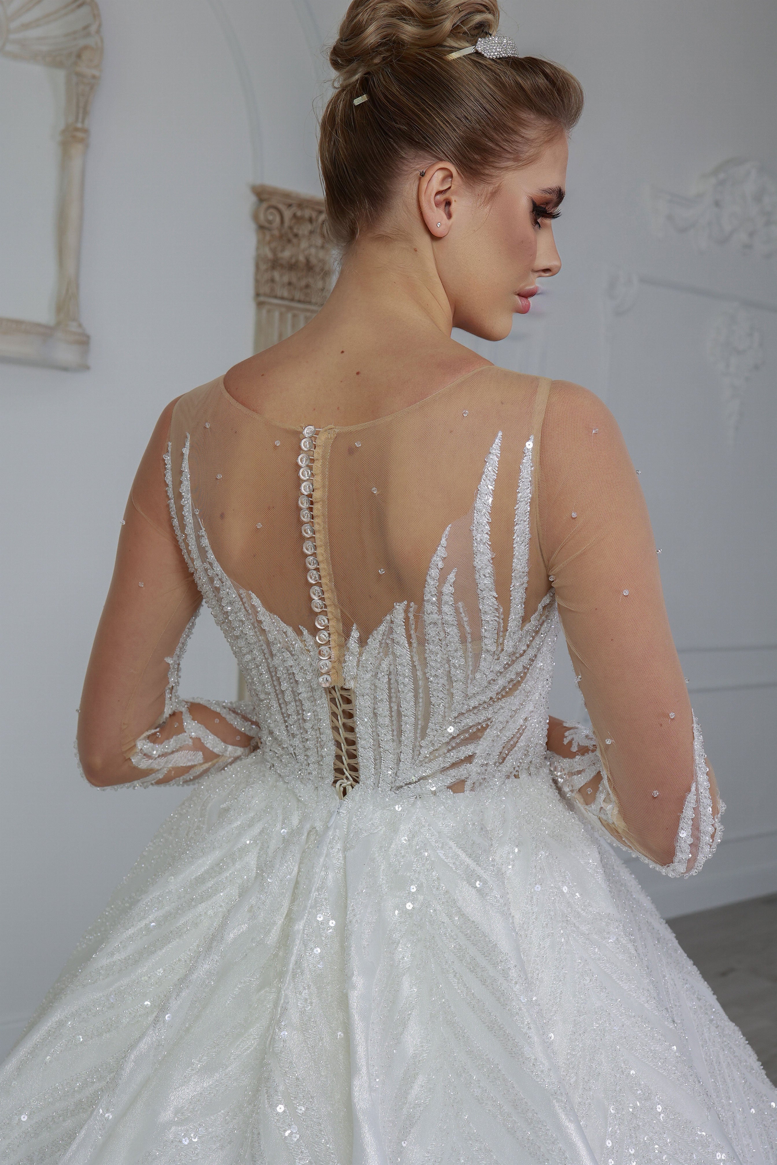 Yaprak a line wedding dress