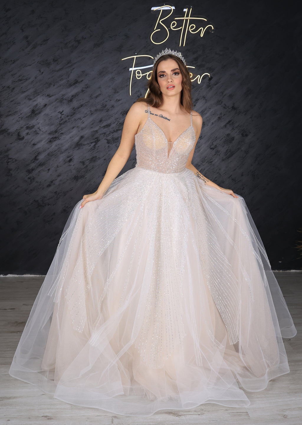 Parla narrow skirt a line wedding dress