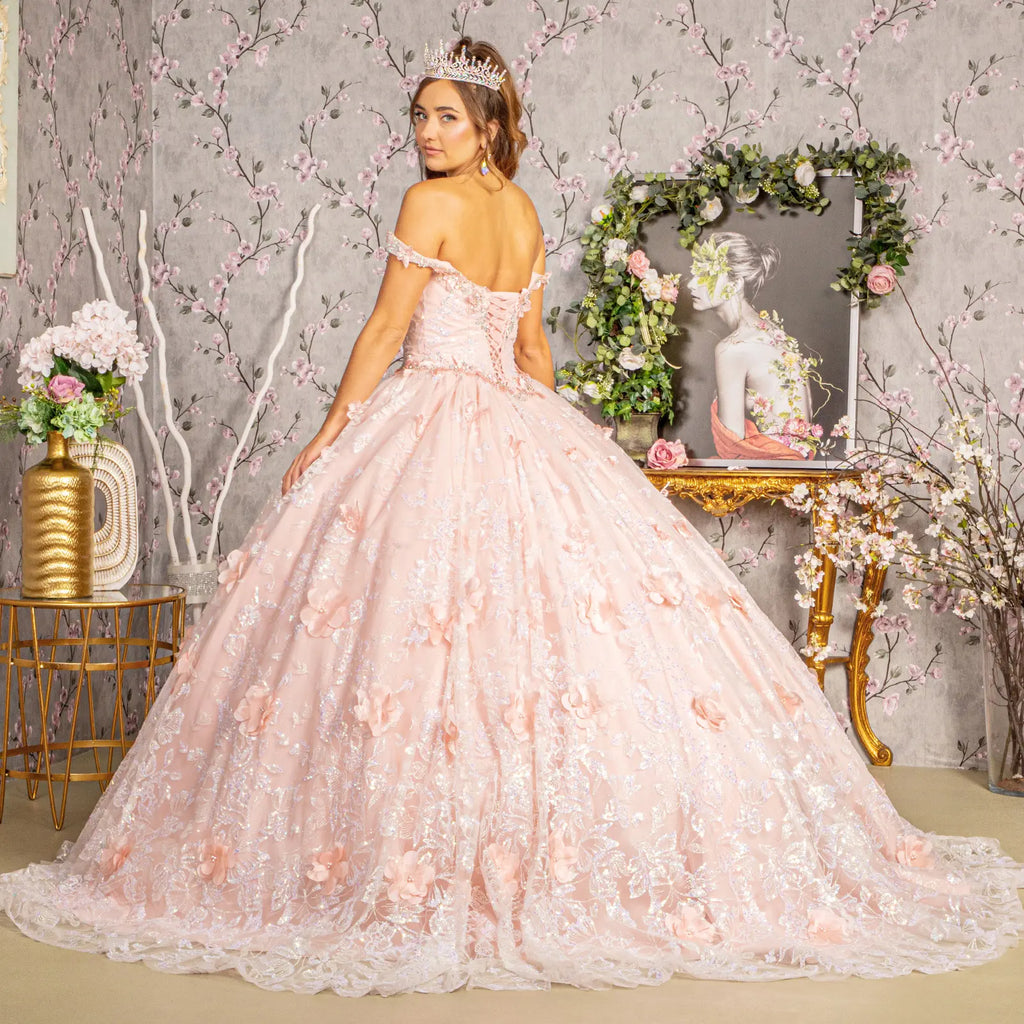 3 d butterfly applique jewel sequin quinceanera ball gown GLGL3183