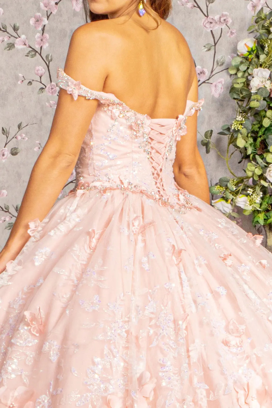 3 d butterfly applique jewel sequin quinceanera ball gown GLGL3183