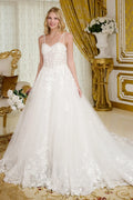 Spaghetti Straps, Sweetheart Neckline Bodice A-Line Wedding Gown-0