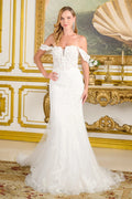 Fitted Wedding Dress With Detachable Straps And Corset Bodice With V-Neck-0