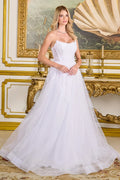 A-Line Wedding Dress With Embroidery, Sparkling Sequins, Strapless-0