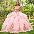 Strapless sweetheart neckline high low waist ruffle layers train ball gown with metal grommets GLGL3724