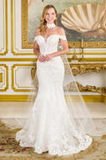 Fitted Wedding Dress With Off-The-Shoulder Design, Appliqués, Embroidery, Beads And Sequins With A Touch Of Sparkle-0