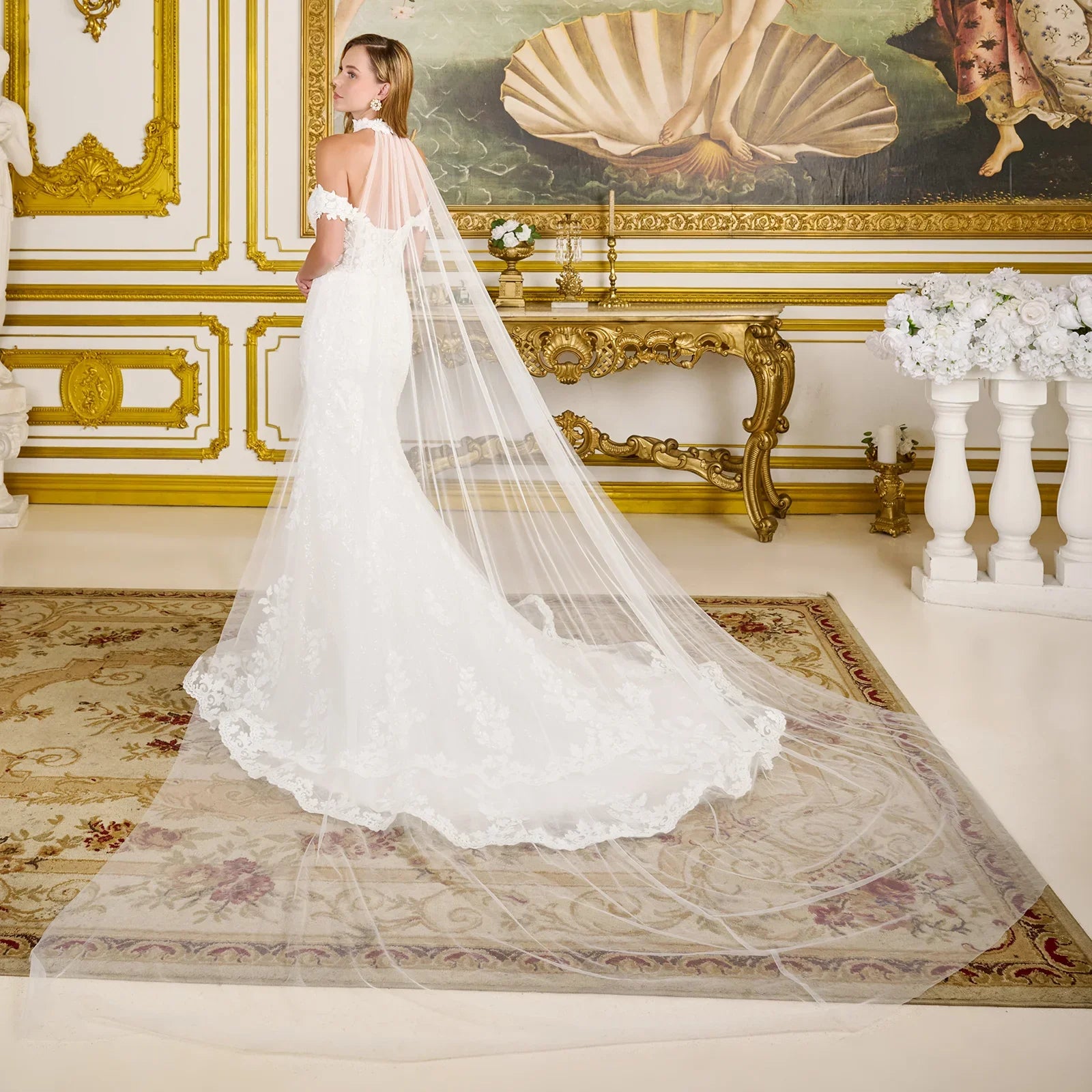 Fitted Wedding Dress With Off-The-Shoulder Design, Appliqués, Embroidery, Beads And Sequins With A Touch Of Sparkle-2