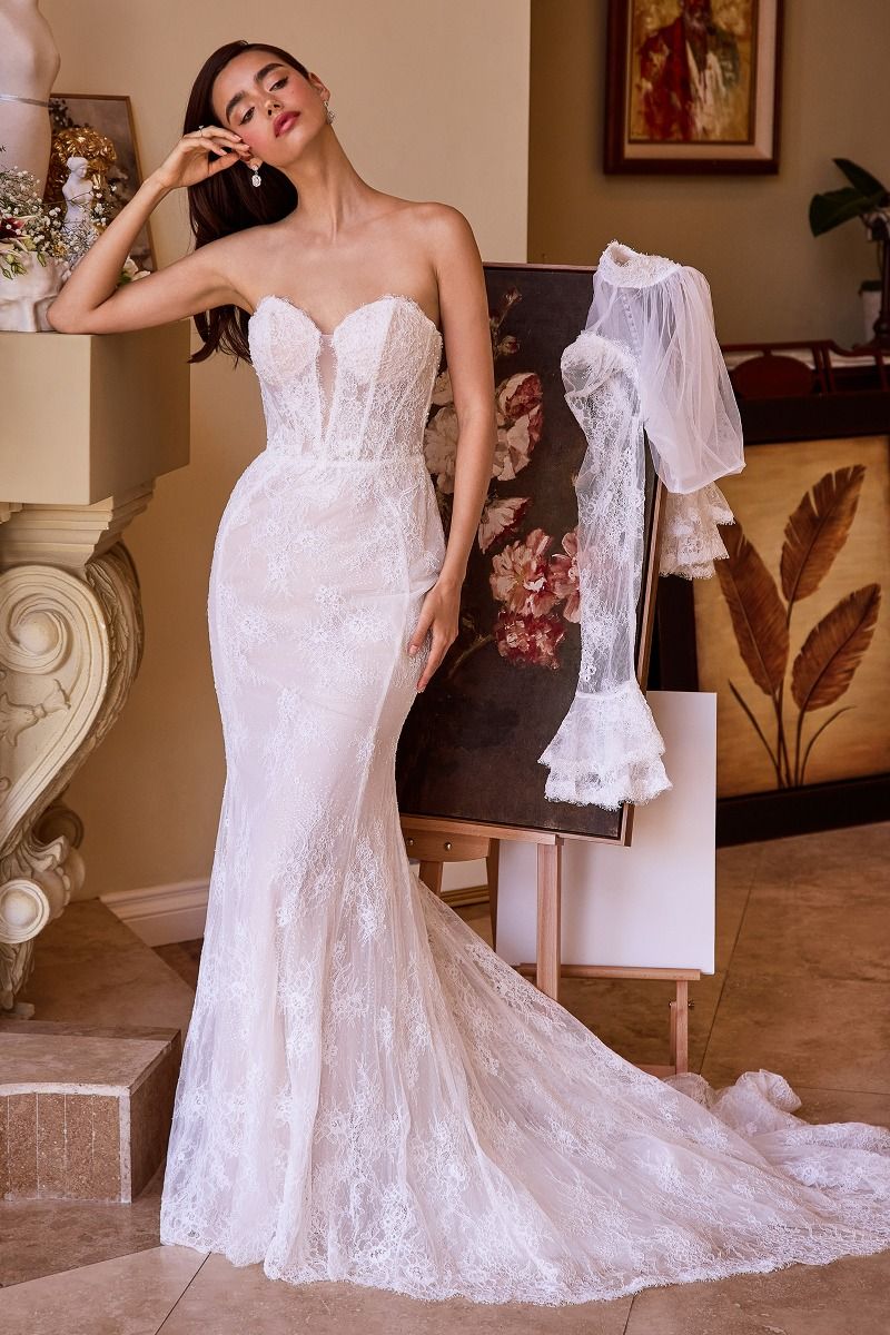 Vintage-Inspired High Neck Long Sleeve Lace Wedding Gown