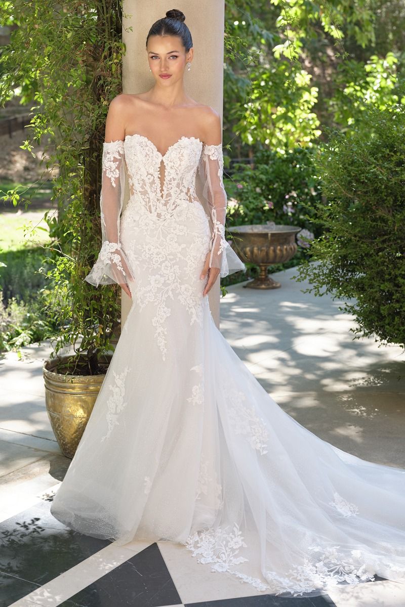 Elegant Embellished Formal Long Mermaid Wedding Gown Detailed CDWL065