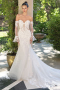 Elegant Embellished Formal Long Mermaid Wedding Gown Detailed CDWL065