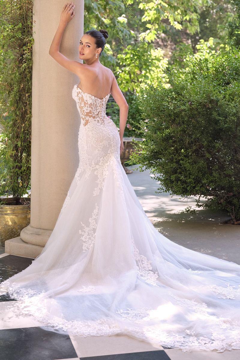 Elegant Embellished Formal Long Mermaid Wedding Gown Detailed CDWL065