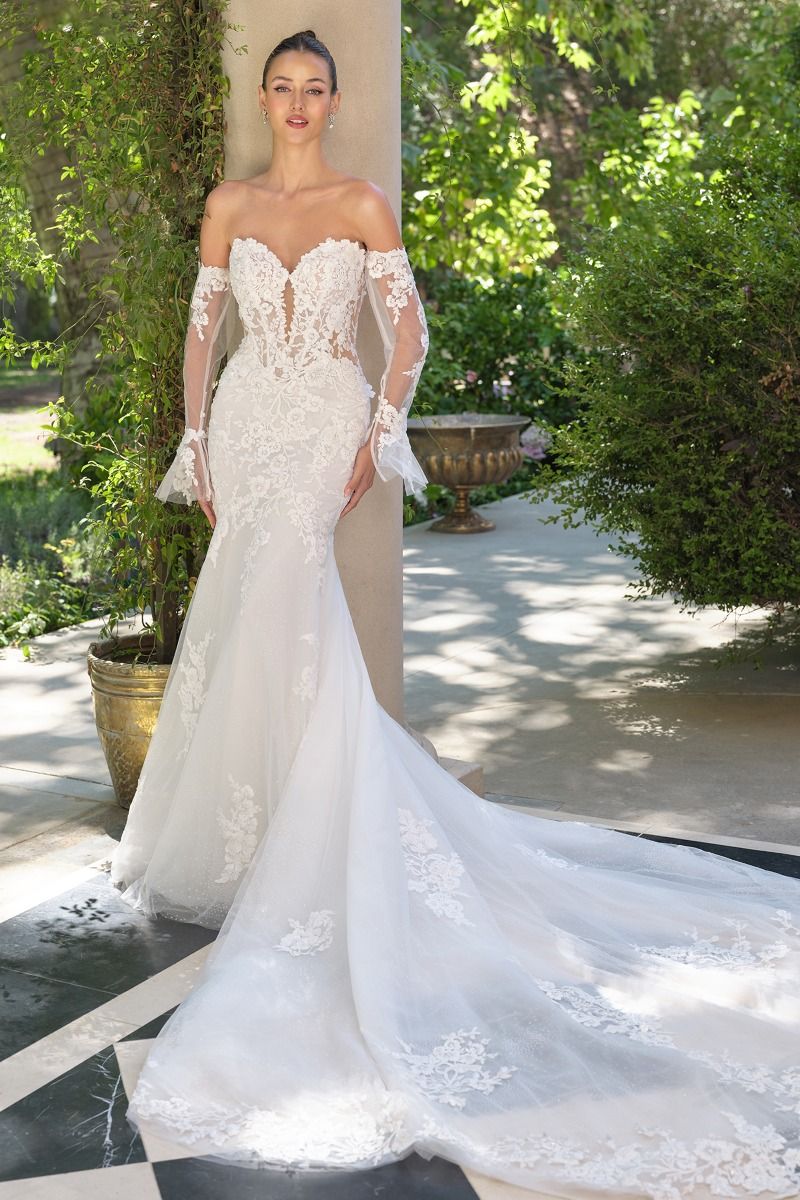 Elegant Embellished Formal Long Mermaid Wedding Gown Detailed CDWL065