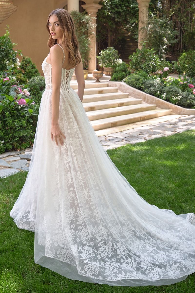 Tulle And Floral Strapless Wedding Ball Gown-1
