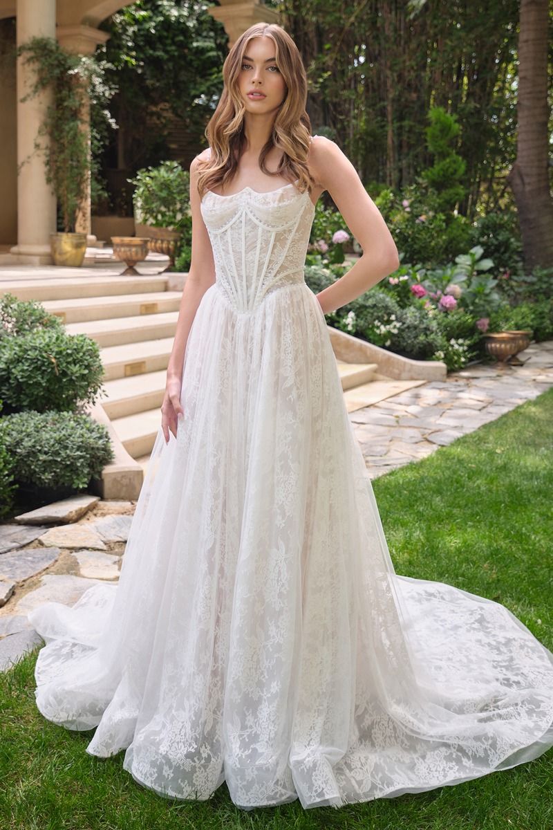 Tulle And Floral Strapless Wedding Ball Gown-2